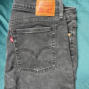 Levi's High Rise Button Fly Wedgie Skinny Jeans Size 32 Black Wash
